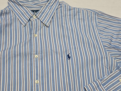 Camisa Ralph Lauren 2xl 18 36-37 Classic Fit Azul Y Blanco (Usado)
