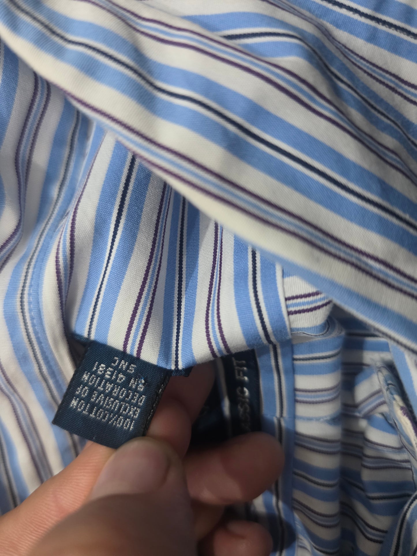 Camisa Ralph Lauren 2xl 18 36-37 Classic Fit Azul Y Blanco (Usado)