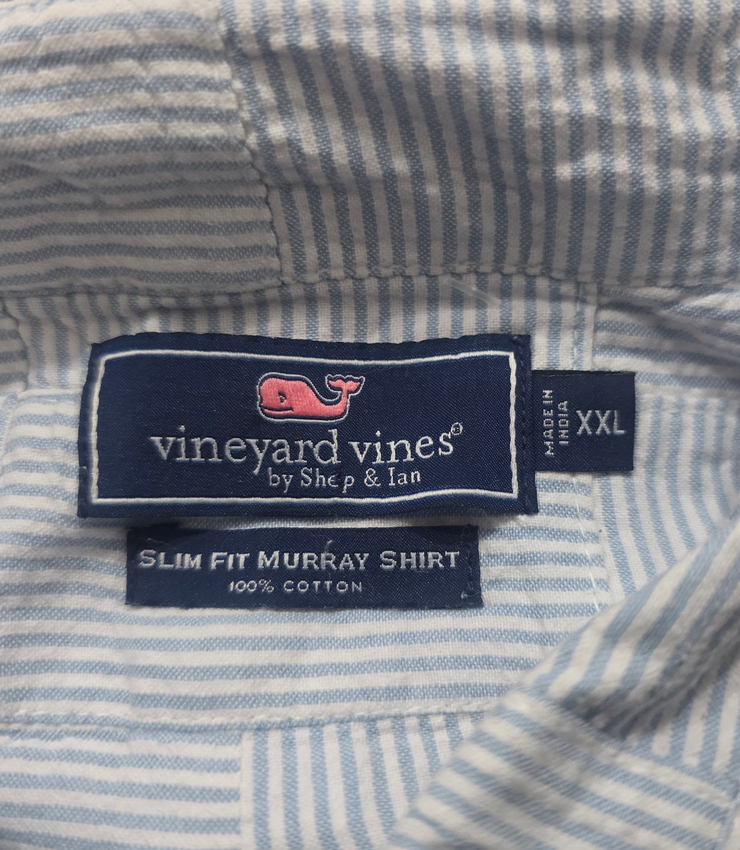 Camisa Vineyard Vines 2xl Slimfit Azul Claro Lineas (Usado)