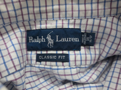 Camisa Ralph Lauren 2xl Classic Fit Cuadro Blanco Colores (Usado)
