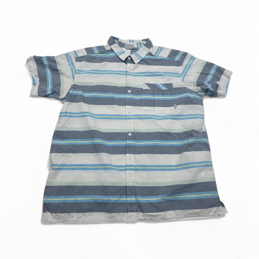 Camisa Columbia 2xl Azul Y Blanco Lineas Manga Corta (Usado)