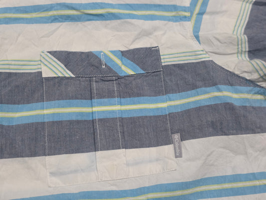 Camisa Columbia 2xl Azul Y Blanco Lineas Manga Corta (Usado)