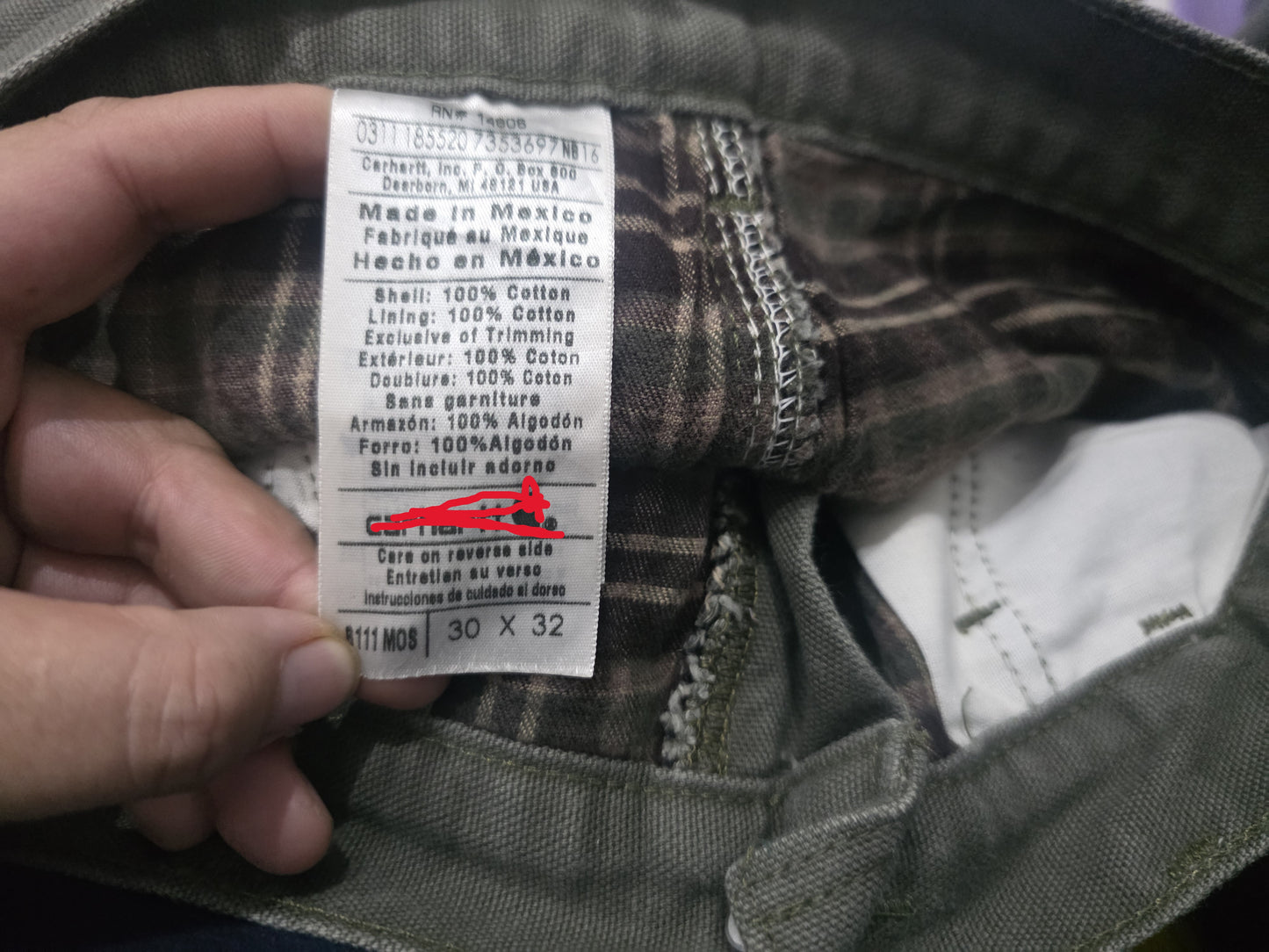 Pantalon Carhartt 30x32 Relaxed Verde Forro Interno (Usado)