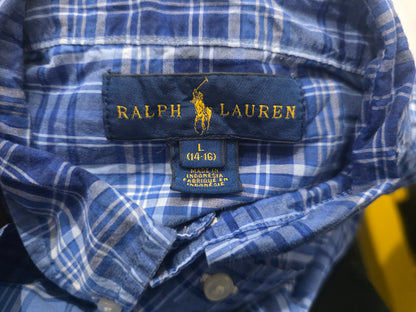 Camisa Ralph Lauren Adolescente L 14-16 Azul Cuadro (Usado)
