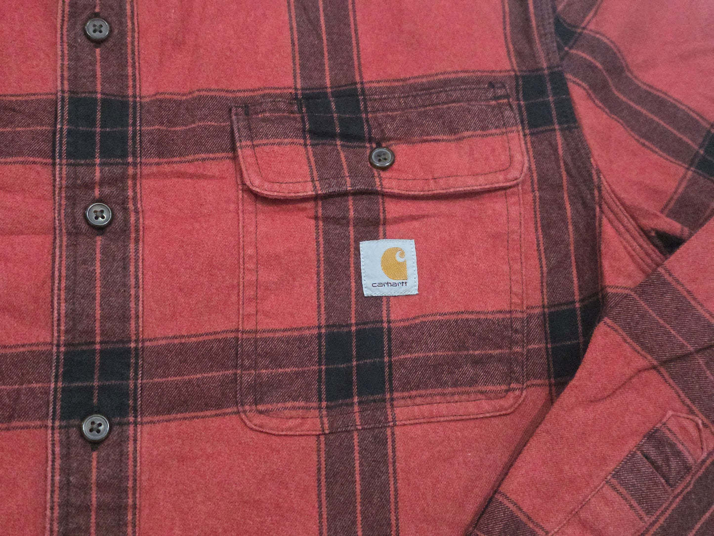 Camisa Carhartt Mediana M Loose Fit Cuadro Rojo Franela (Usado)