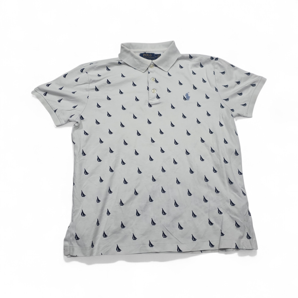 Playera Ralph Lauren Mediana M Custom Slimfit Blanca Veleros (Usado)