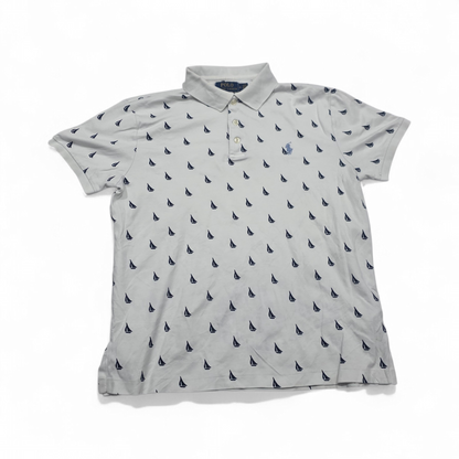 Playera Ralph Lauren Mediana M Custom Slimfit Blanca Veleros (Usado)
