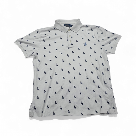 Playera Ralph Lauren Mediana M Custom Slimfit Blanca Veleros (Usado)