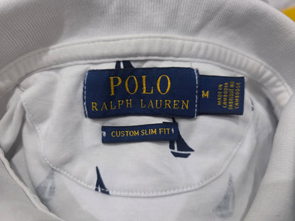 Playera Ralph Lauren Mediana M Custom Slimfit Blanca Veleros (Usado)