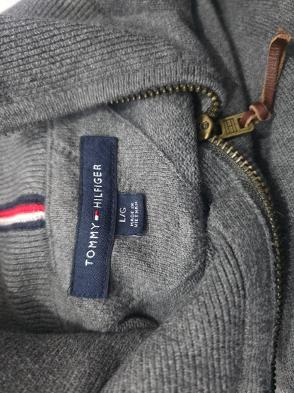 Sueter Tommy Hilfiger Grande L Gris Cierre Corto (Usado)