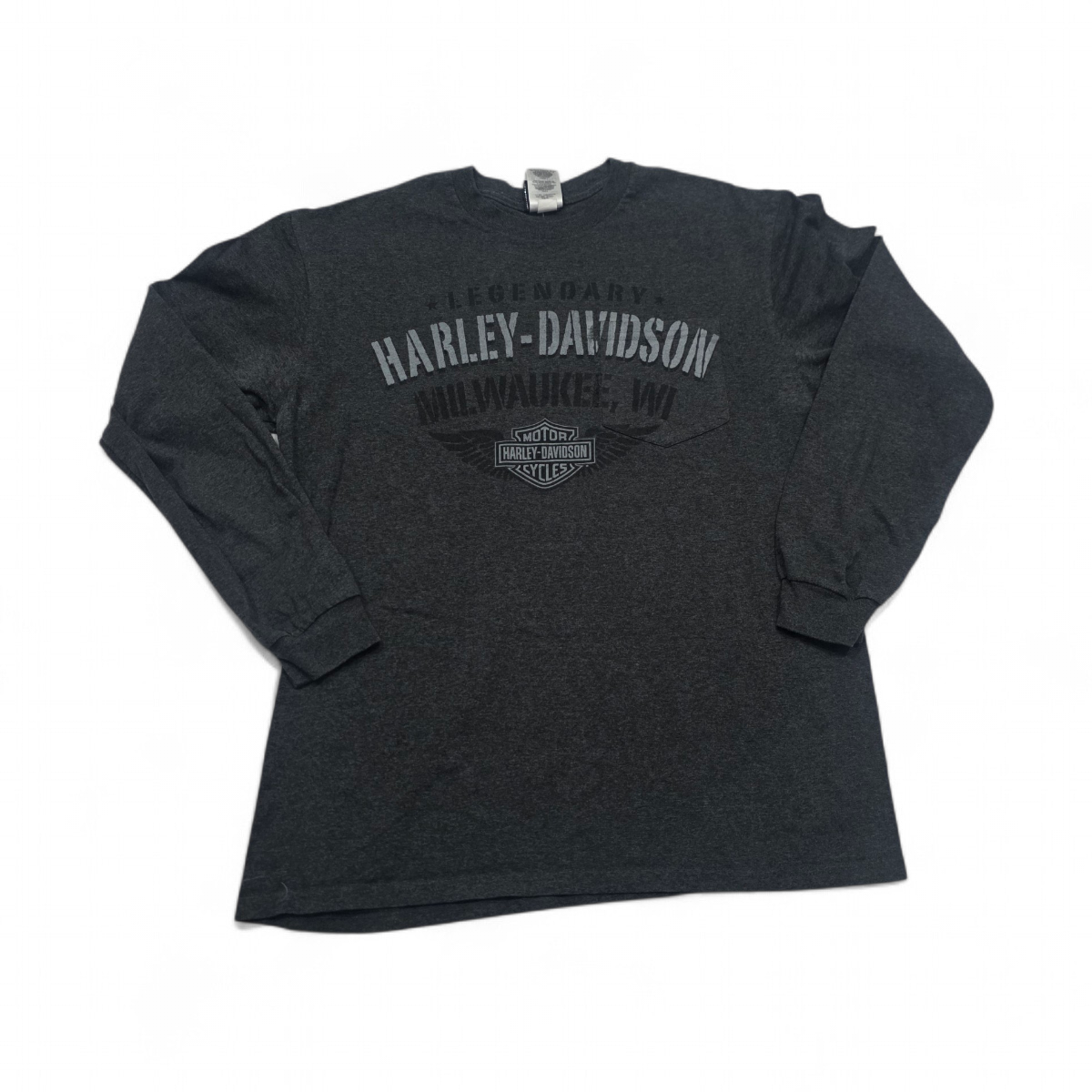 Playera Manga Larga Harley Davidson Grande L Gris (Usado)