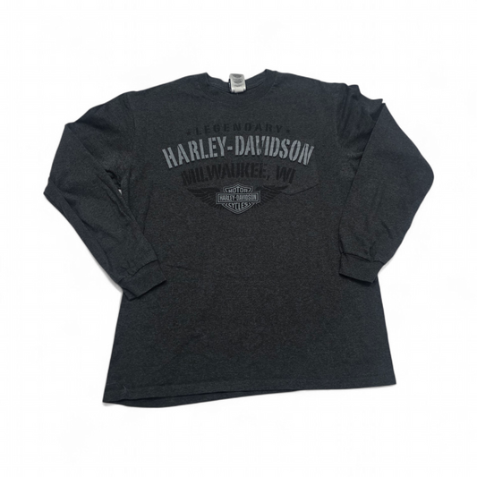 Playera Manga Larga Harley Davidson Grande L Gris (Usado)