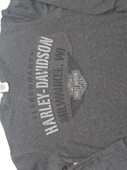 Playera Manga Larga Harley Davidson Grande L Gris (Usado)