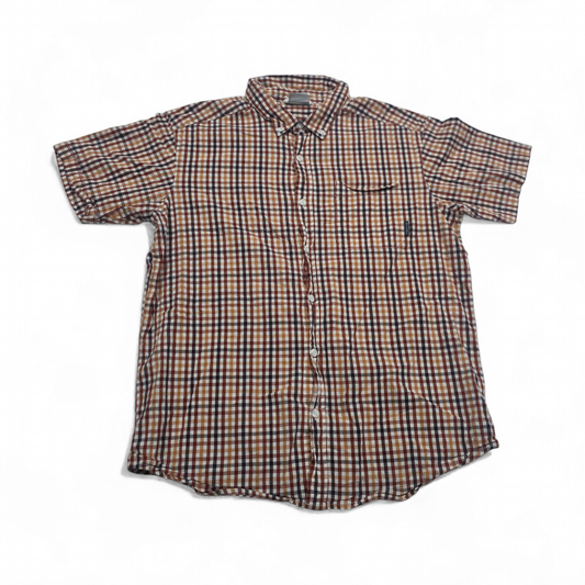 Camisa Columbia Grande Regular Fit Cuadro Naranja Manga Cort (Usado)