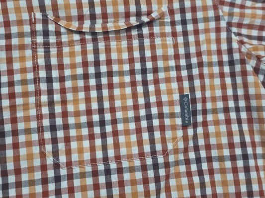Camisa Columbia Grande Regular Fit Cuadro Naranja Manga Cort (Usado)
