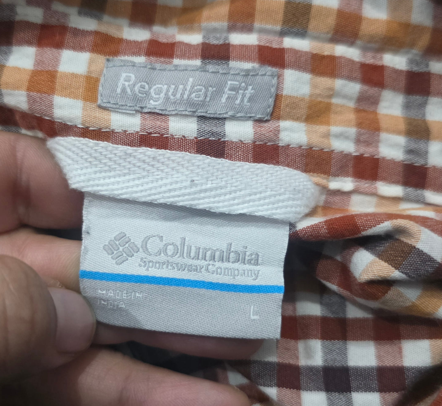 Camisa Columbia Grande Regular Fit Cuadro Naranja Manga Cort (Usado)