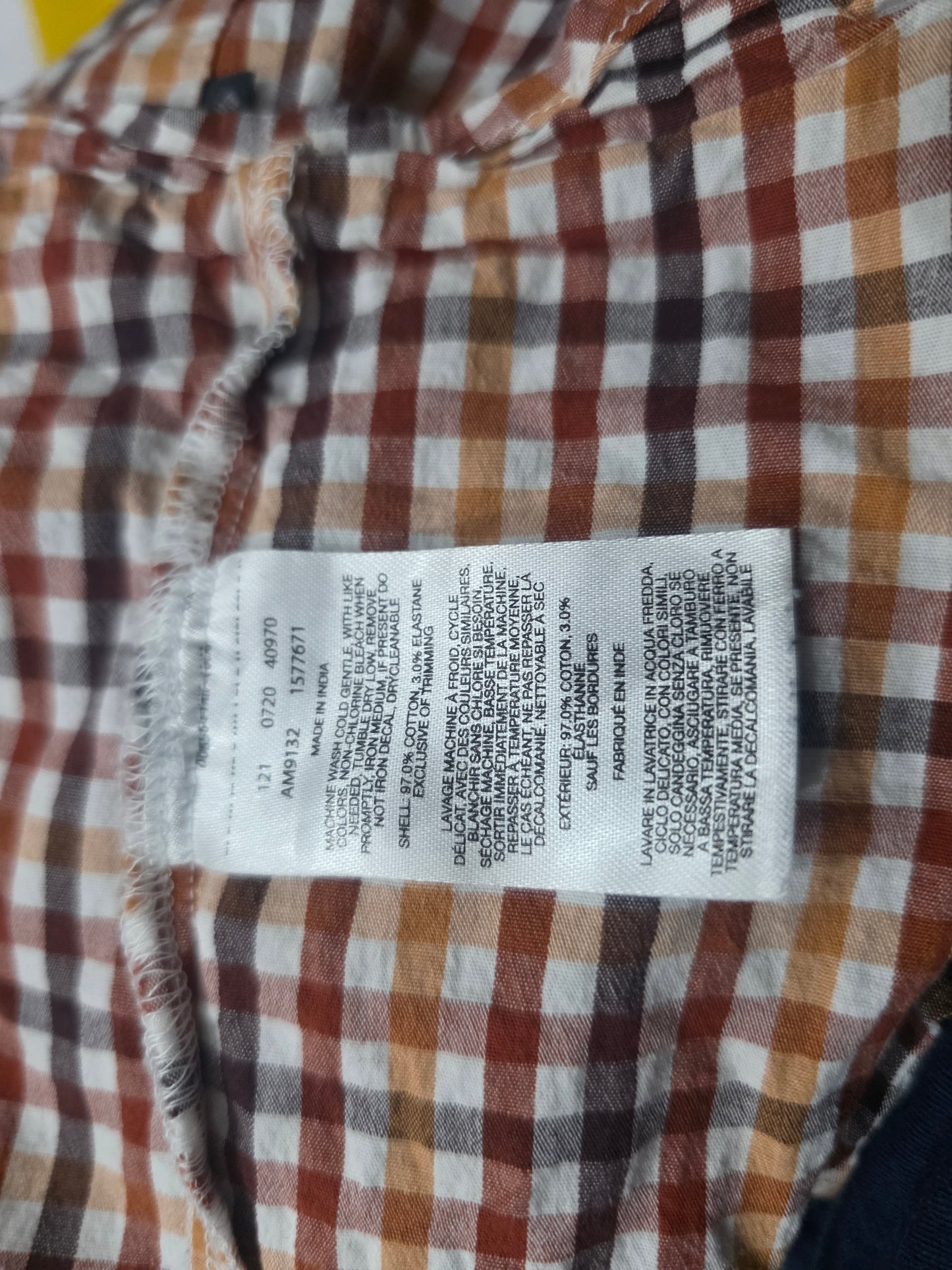 Camisa Columbia Grande Regular Fit Cuadro Naranja Manga Cort (Usado)