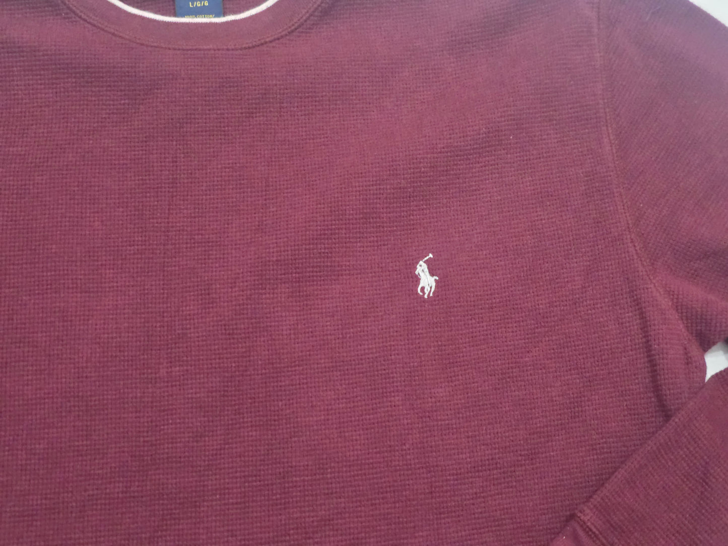 Playera Ralph Lauren Grande L Vino Pony Blanco Manga Larga (Usado)