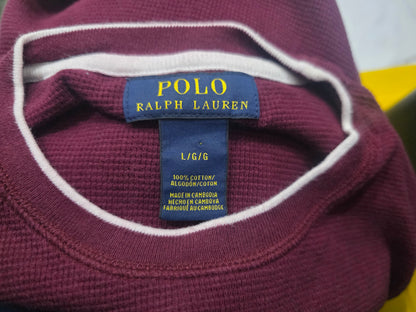Playera Ralph Lauren Grande L Vino Pony Blanco Manga Larga (Usado)