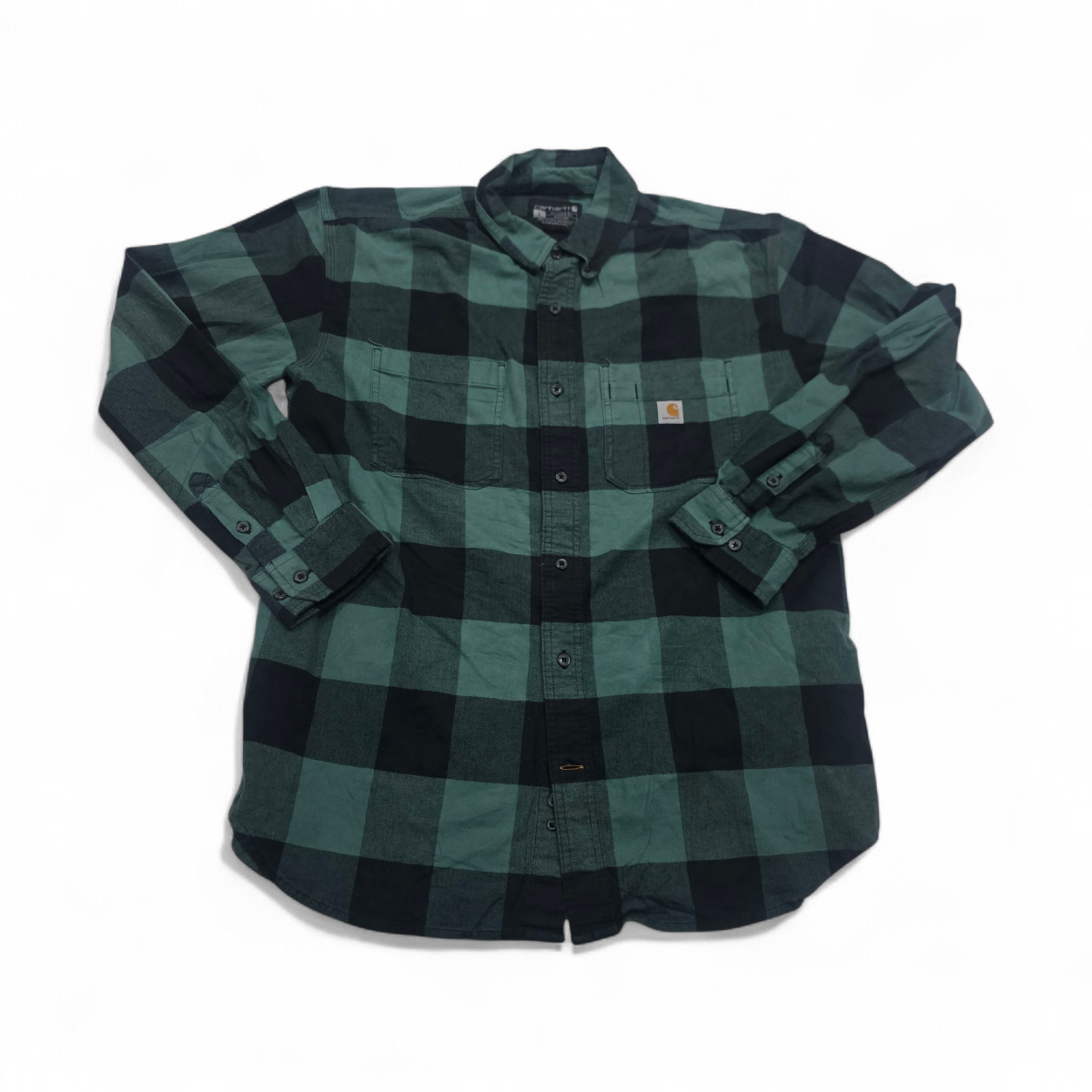 Camisa Carhartt Grande L Relaxed Fit Cuadro Verde Franela (Usado)