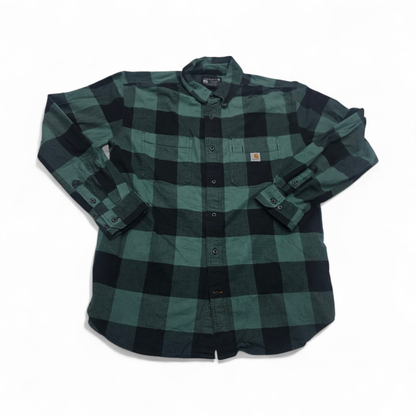Camisa Carhartt Grande L Relaxed Fit Cuadro Verde Franela (Usado)