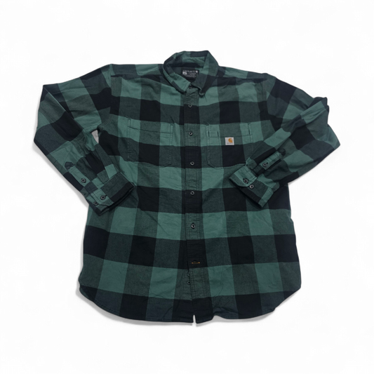Camisa Carhartt Grande L Relaxed Fit Cuadro Verde Franela (Usado)