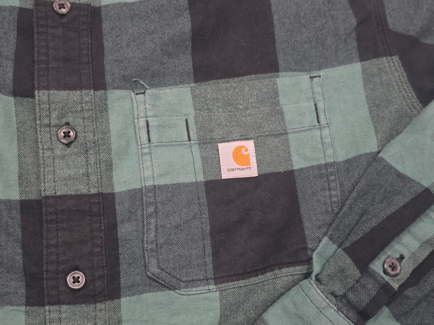 Camisa Carhartt Grande L Relaxed Fit Cuadro Verde Franela (Usado)
