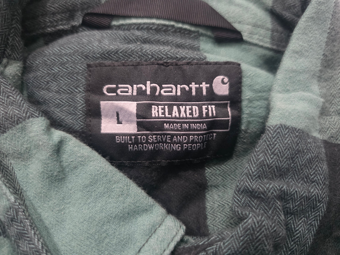 Camisa Carhartt Grande L Relaxed Fit Cuadro Verde Franela (Usado)