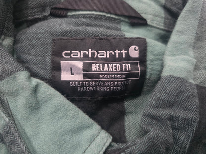 Camisa Carhartt Grande L Relaxed Fit Cuadro Verde Franela (Usado)