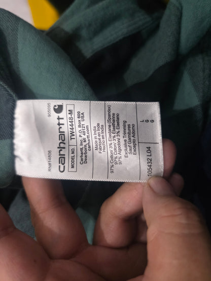 Camisa Carhartt Grande L Relaxed Fit Cuadro Verde Franela (Usado)