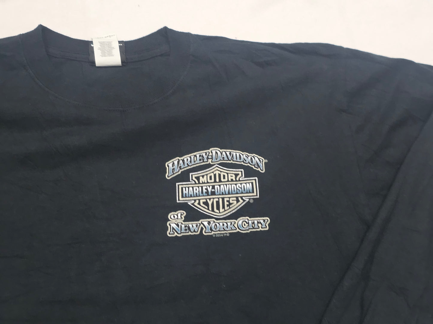 Playera Harley Davidson Grande L Negro New York Manga Larga (Usado)