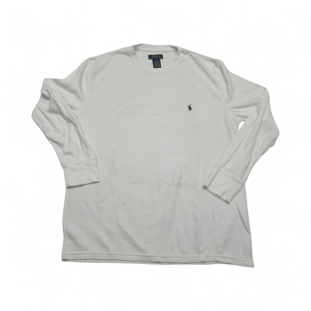 Playera Manga Larga Ralph Lauren Blanca Pony Azul (Usado)