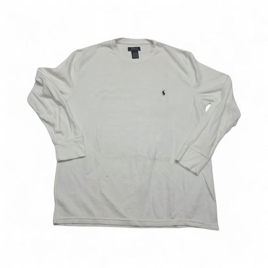 Playera Manga Larga Ralph Lauren Blanca Pony Azul (Usado)