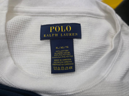 Playera Manga Larga Ralph Lauren Blanca Pony Azul (Usado)
