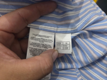 Camisa Brooks Brothers 2xl 18 6/7 Regent Azul Lineas (Usado)