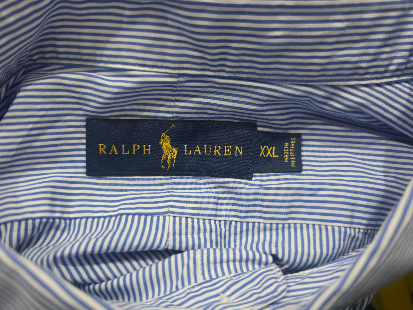 Camisa Ralph Lauren 2xl Azul Y Blanco Lineas Pony Azul (Usado)