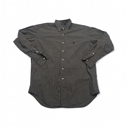 Camisa Ralph Lauren Mediana M Blake Cuadro Negro Cafe Amplio (Usado)