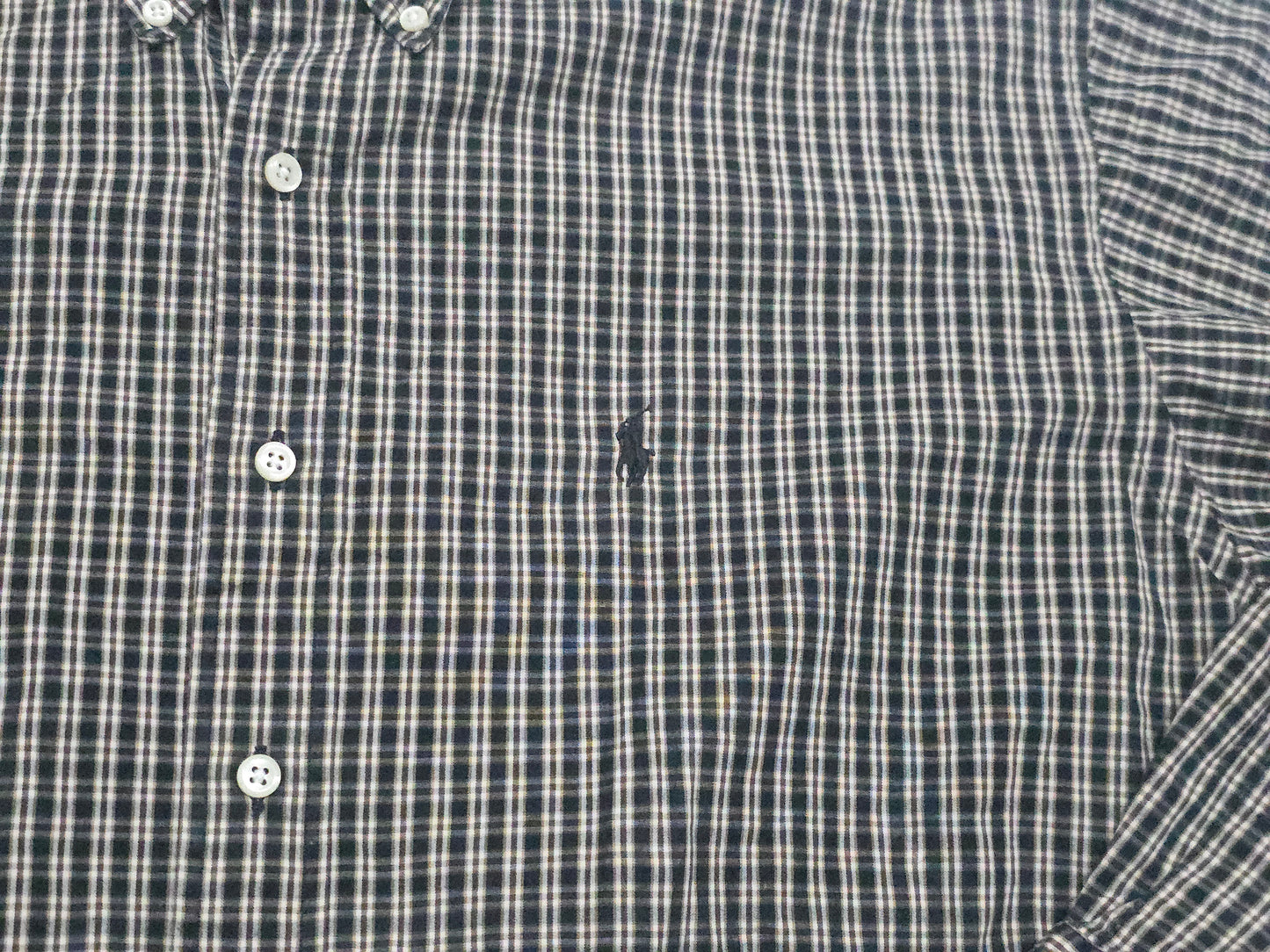 Camisa Ralph Lauren Mediana M Blake Cuadro Negro Cafe Amplio (Usado)
