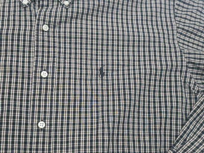 Camisa Ralph Lauren Mediana M Blake Cuadro Negro Cafe Amplio (Usado)