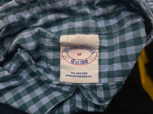 Camisa Brooks Brothers Mediana M Azul Y Verde Cuadro (Usado)