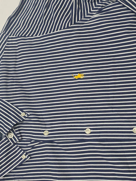 Camisa Ralph Lauren Mediana M Custom Fit Azul Pony Amarillo (Usado)
