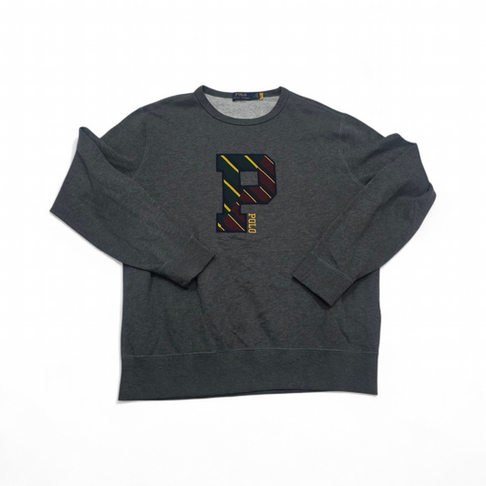 Sudadera Ralph Lauren Grande L Gris Letra (Usado)