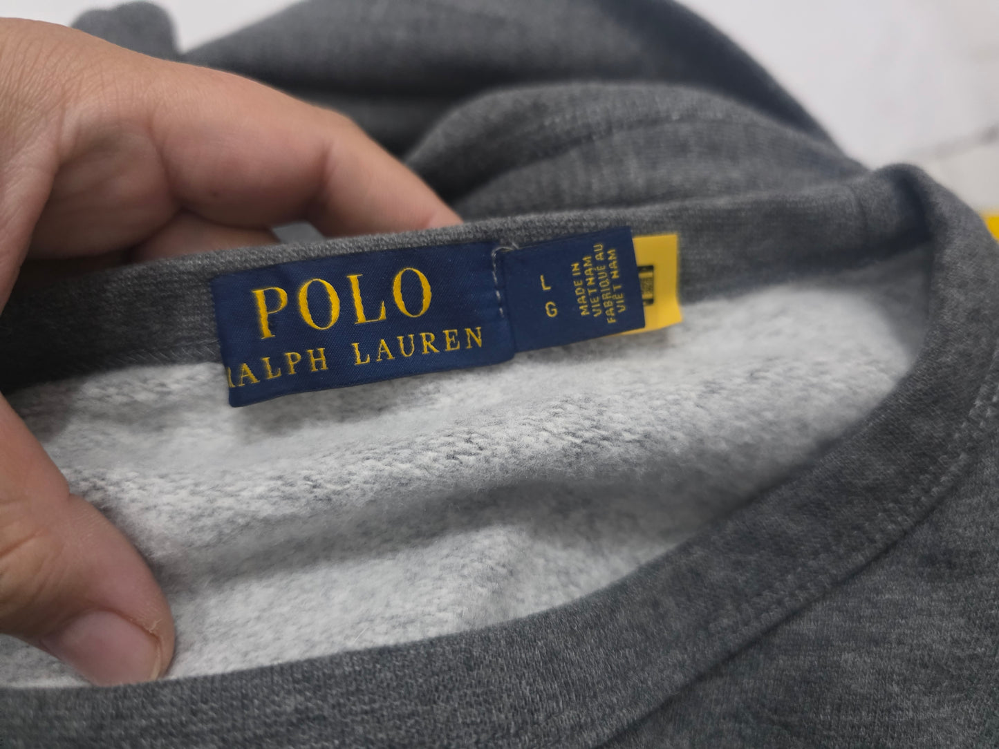 Sudadera Ralph Lauren Grande L Gris Letra (Usado)