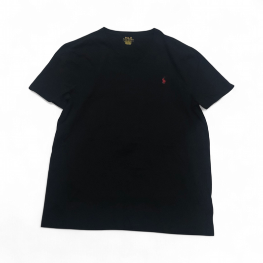 Playera Ralph Lauren Grande L Custom Slimfit Negro Pony Rojo (Usado)