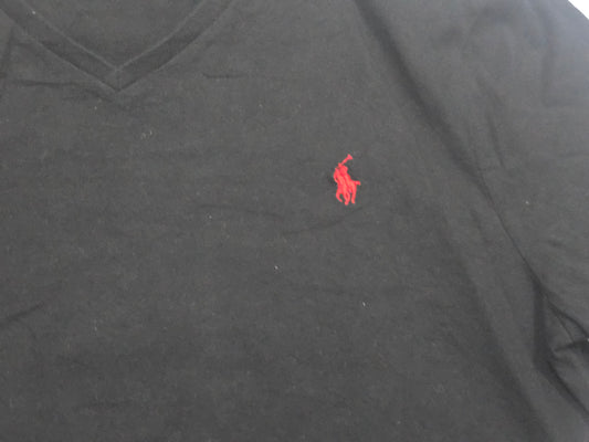 Playera Ralph Lauren Grande L Custom Slimfit Negro Pony Rojo (Usado)