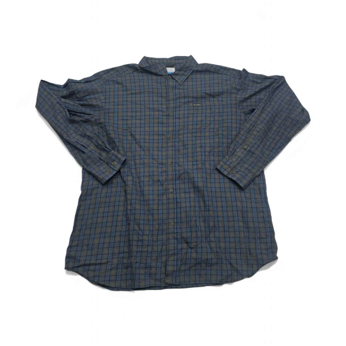 Camisa Columbia 2xl Tall Cuadro Azul Y Verde (Usado)