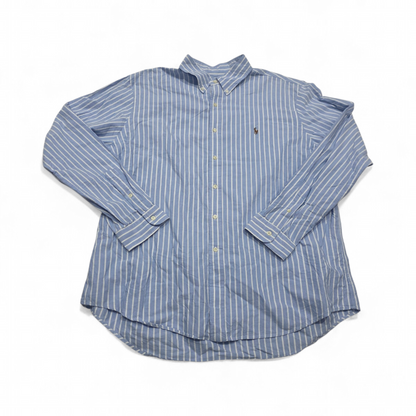 Camisa Ralph Lauren 2xl Azul Claro Lineas Blancas Pony Color (Usado)