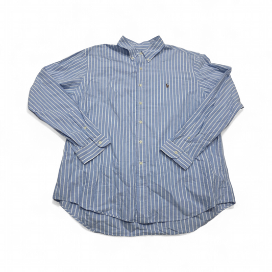 Camisa Ralph Lauren 2xl Azul Claro Lineas Blancas Pony Color (Usado)