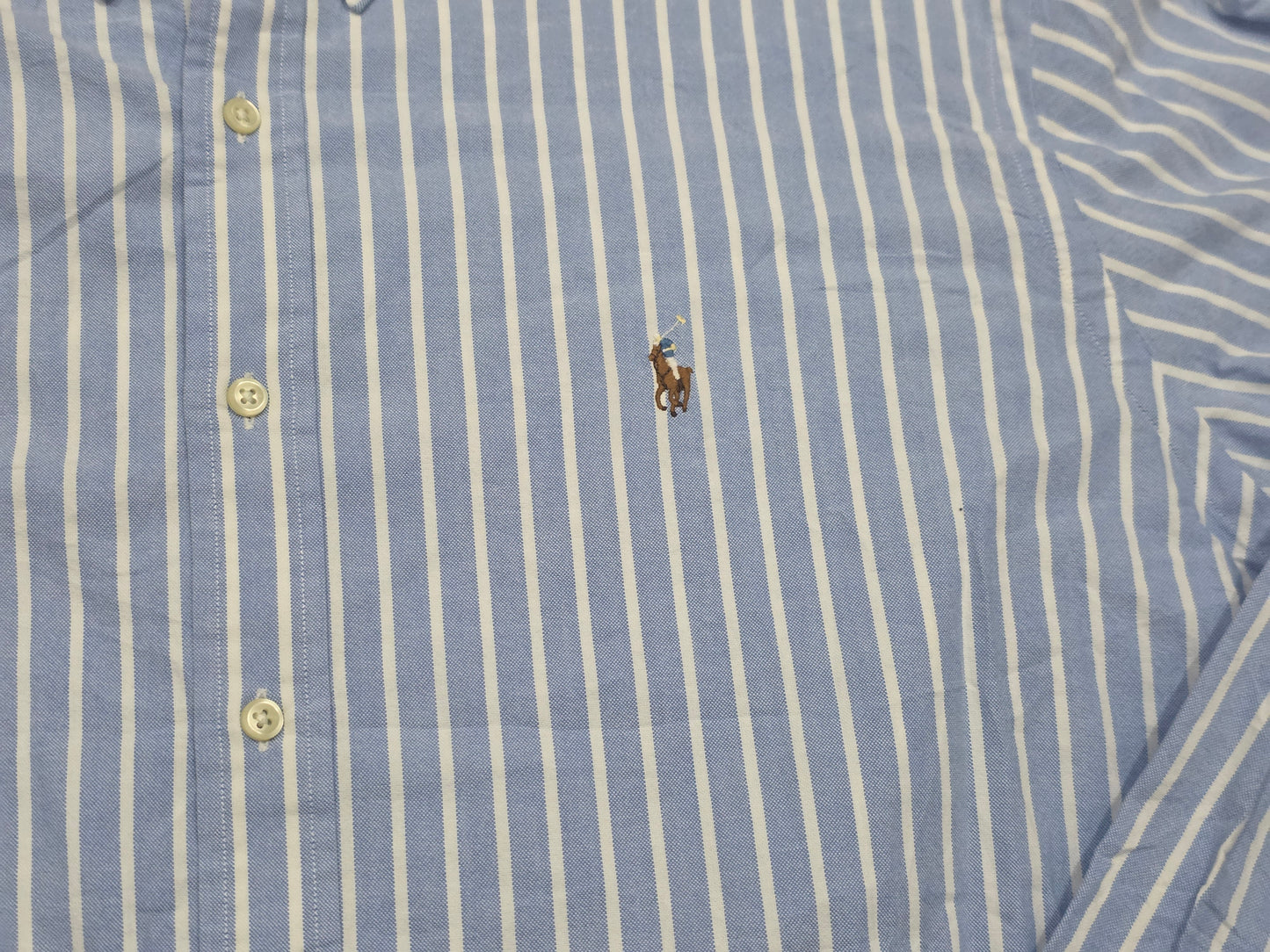 Camisa Ralph Lauren 2xl Azul Claro Lineas Blancas Pony Color (Usado)