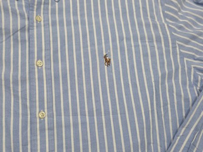 Camisa Ralph Lauren 2xl Azul Claro Lineas Blancas Pony Color (Usado)